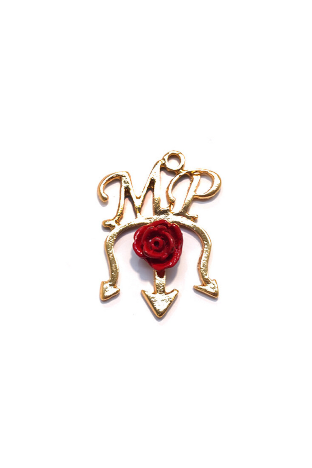 Pingente Tridente Dourado Maria Padilha c\ Rosa