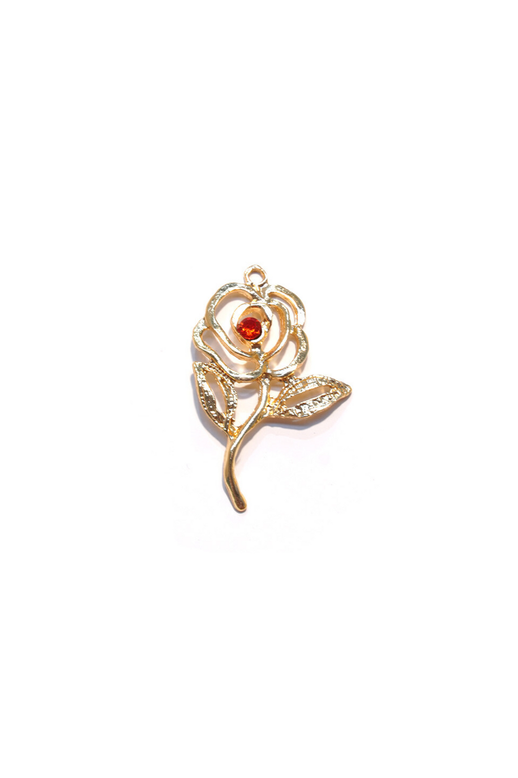 Pingente Tridente Dourado com Rosa e Brilhante