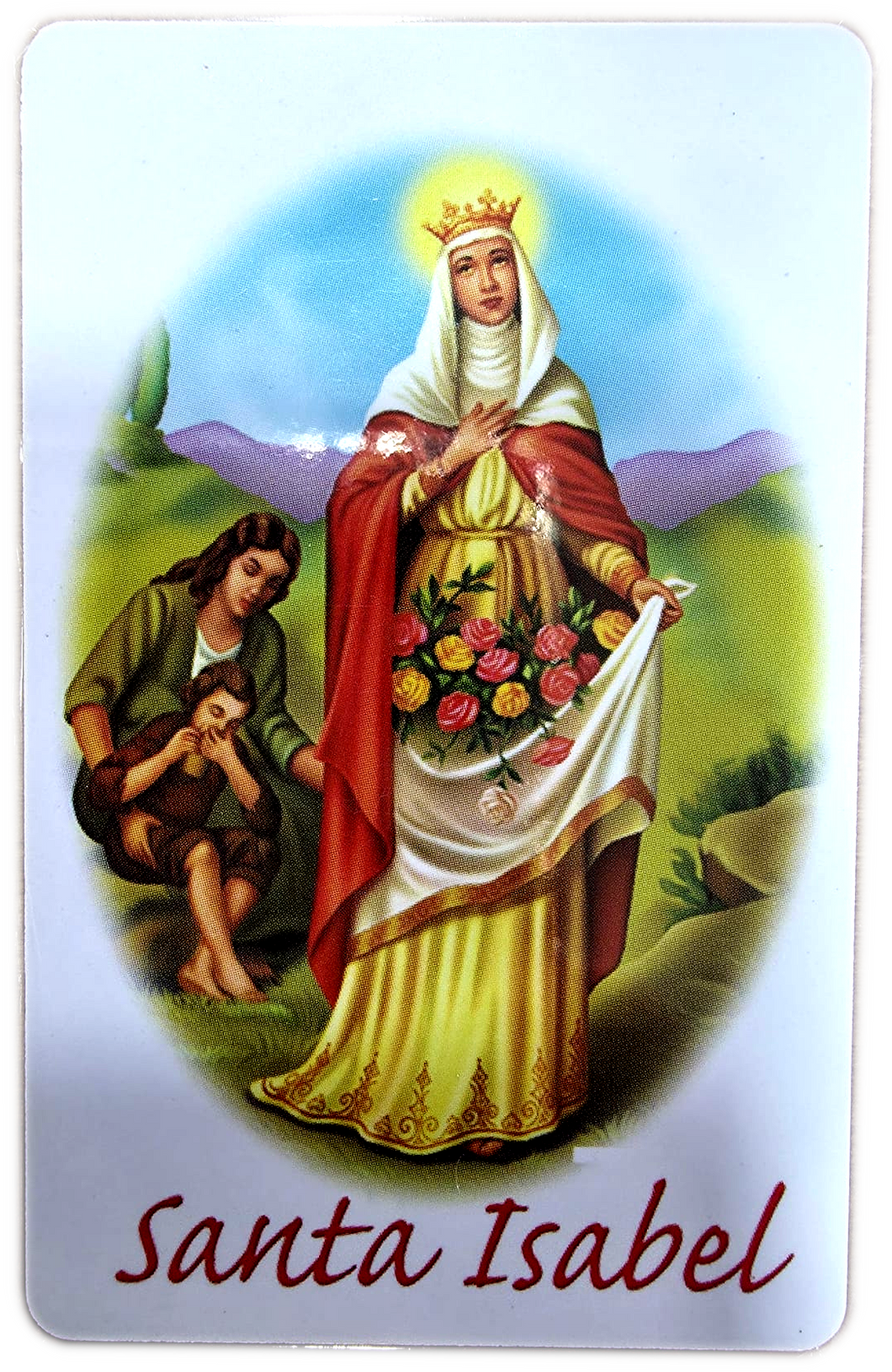 Pagela com Oração PVC Alta Qualidade 9 x6 cm - Santa Isabel