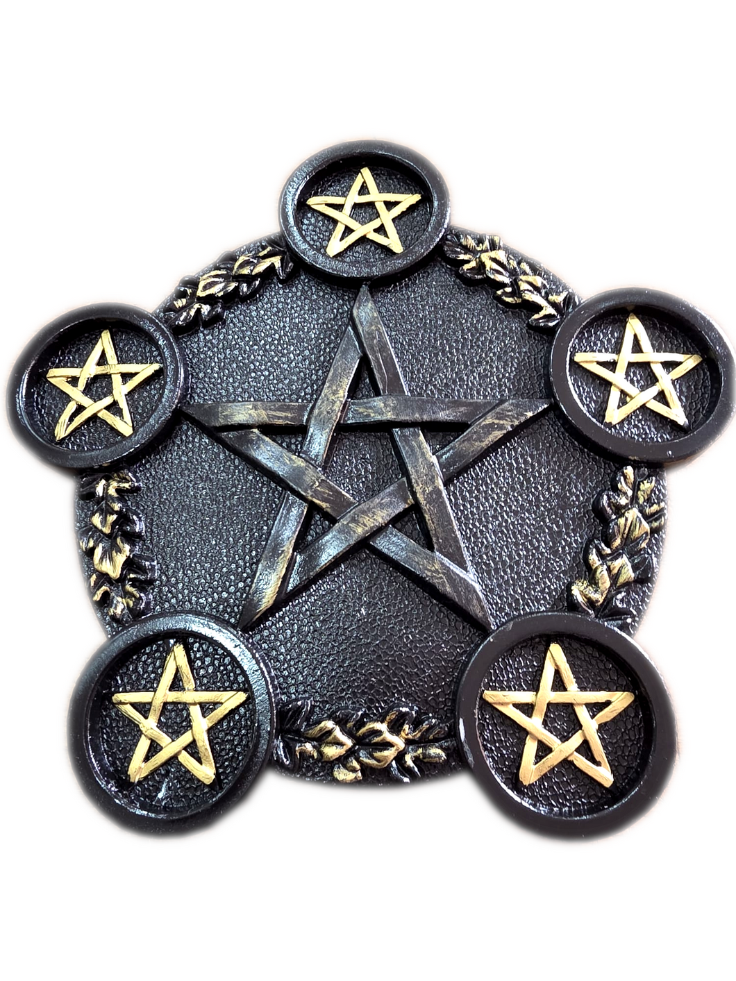 Queimador de Incenso Cone / Suporte Tea-Light Resina Wicca Preto