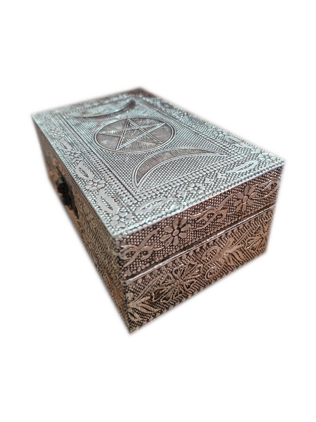 Caixa Artesanal Metal Pentagrama e Tripla Lua