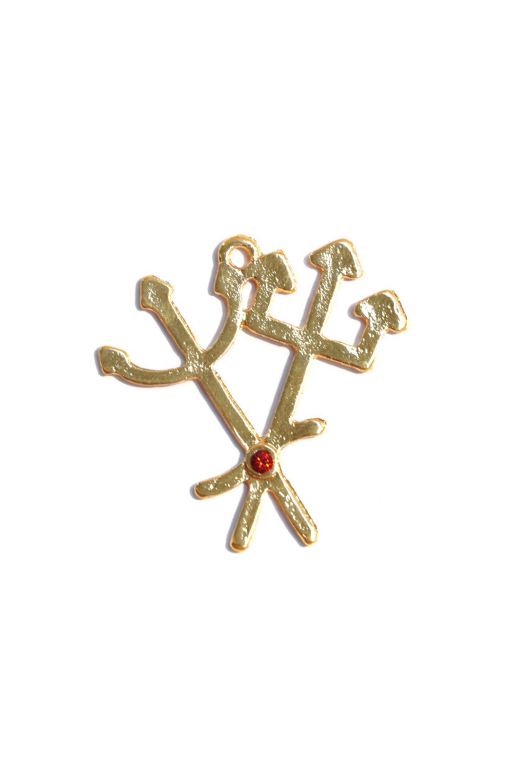 Pingente Tridente Exu / Pombagira Dourado com Brilhante