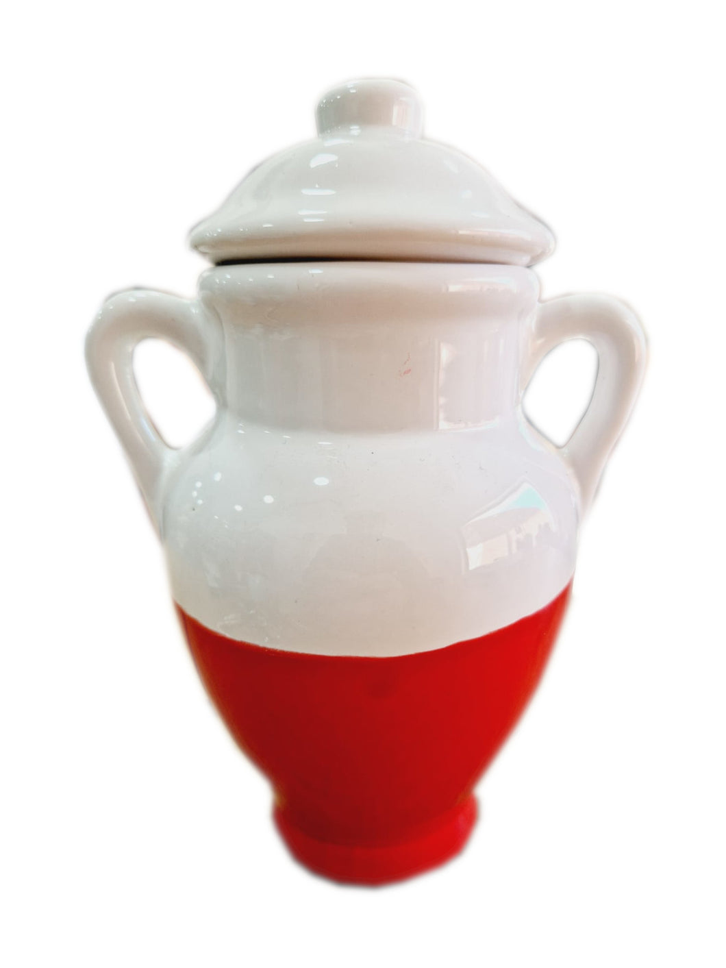 Quartinha de Loiça Com Asa 18cm Branco/Vermelho (Maria Navalha / Malandras)