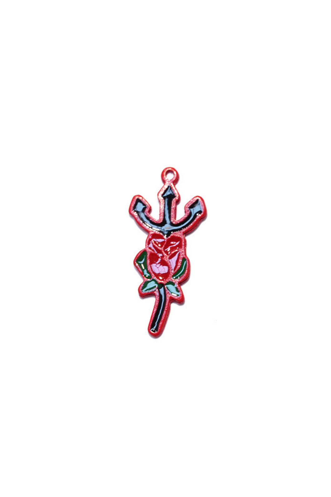 Pingente Tridente com Rosa de Pombagira Vermelho