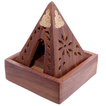 Load image into Gallery viewer, Queimador Caixa de Incenso Piramide de Madeira Sheesham
