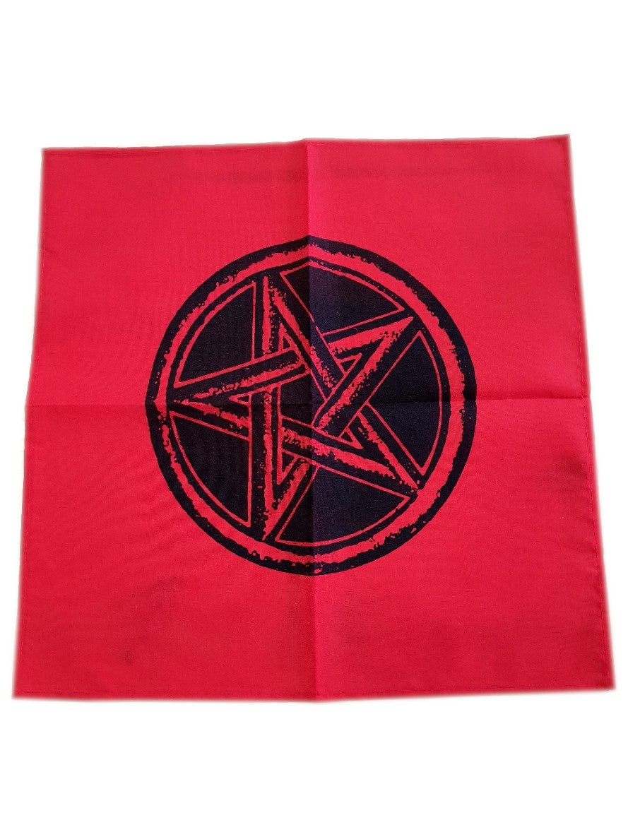 Pano de Altar / Tarot Vermelho com Pentagrama  45x45cm